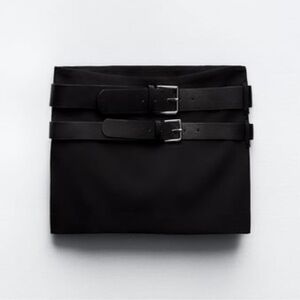 Zara Black Mini Skirt with Belt Detail
